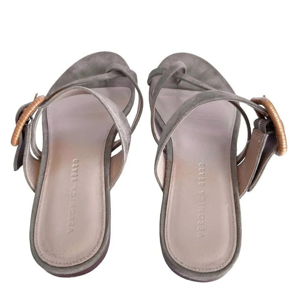 Veronica Beard Tan Suede Salva Buckle Sandal Criss Cross Strap Women’s Size 10 M - Picture 5 of 6